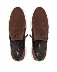 dunkelbraune Slip-On Sneakers aus Wildleder von Giuseppe Zanotti