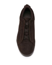 dunkelbraune Slip-On Sneakers aus Wildleder von Z Zegna