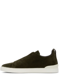 dunkelbraune Slip-On Sneakers aus Wildleder von Ermenegildo Zegna