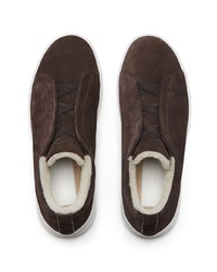 dunkelbraune Slip-On Sneakers aus Wildleder von Ermenegildo Zegna