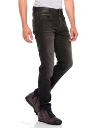 dunkelbraune vertikal gestreifte Jeans von Cipo & Baxx