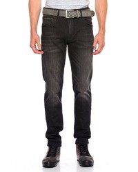 dunkelbraune vertikal gestreifte Jeans von Cipo & Baxx