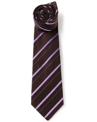 dunkelbraune vertikal gestreifte Krawatte von Kiton