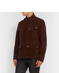 dunkelbraune Wildleder Bikerjacke von Belstaff