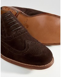 dunkelbraune Wildleder Brogues von Grenson