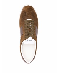 dunkelbraune Wildleder niedrige Sneakers von Tom Ford