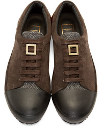 dunkelbraune Wildleder niedrige Sneakers von Wooyoungmi