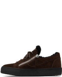 dunkelbraune Wildleder niedrige Sneakers von Giuseppe Zanotti