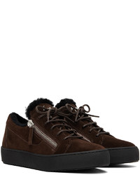 dunkelbraune Wildleder niedrige Sneakers von Giuseppe Zanotti