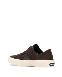 dunkelbraune Wildleder niedrige Sneakers von Tom Ford