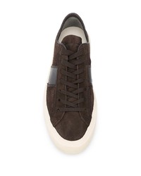 dunkelbraune Wildleder niedrige Sneakers von Tom Ford