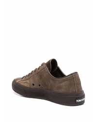 dunkelbraune Wildleder niedrige Sneakers von Tom Ford