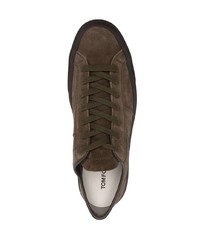 dunkelbraune Wildleder niedrige Sneakers von Tom Ford