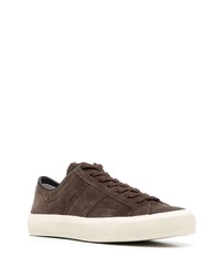 dunkelbraune Wildleder niedrige Sneakers von Tom Ford