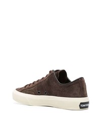 dunkelbraune Wildleder niedrige Sneakers von Tom Ford