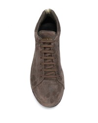 dunkelbraune Wildleder niedrige Sneakers von Officine Creative