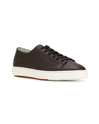 dunkelbraune Wildleder niedrige Sneakers von Santoni