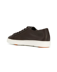 dunkelbraune Wildleder niedrige Sneakers von Santoni