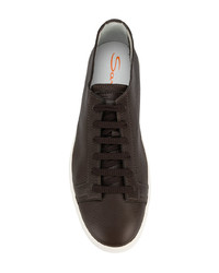 dunkelbraune Wildleder niedrige Sneakers von Santoni