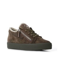 dunkelbraune Wildleder niedrige Sneakers von Giuseppe Zanotti Design