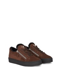 dunkelbraune Wildleder niedrige Sneakers von Giuseppe Zanotti