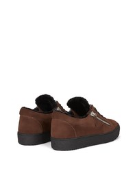 dunkelbraune Wildleder niedrige Sneakers von Giuseppe Zanotti