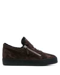 dunkelbraune Wildleder niedrige Sneakers von Giuseppe Zanotti