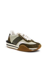 dunkelbraune Wildleder niedrige Sneakers von Tom Ford