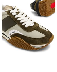 dunkelbraune Wildleder niedrige Sneakers von Tom Ford