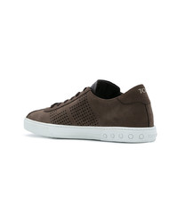 dunkelbraune Wildleder niedrige Sneakers von Tod's