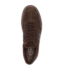 dunkelbraune Wildleder niedrige Sneakers von Tod's