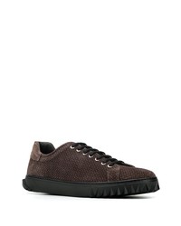 dunkelbraune Wildleder niedrige Sneakers von Salvatore Ferragamo