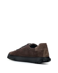 dunkelbraune Wildleder niedrige Sneakers von Salvatore Ferragamo