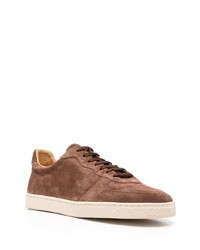 dunkelbraune Wildleder niedrige Sneakers von Brunello Cucinelli