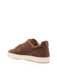 dunkelbraune Wildleder niedrige Sneakers von Brunello Cucinelli