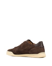 dunkelbraune Wildleder niedrige Sneakers von Santoni