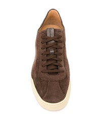 dunkelbraune Wildleder niedrige Sneakers von Santoni