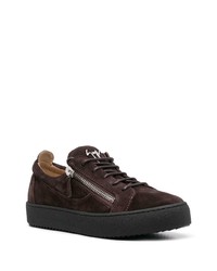 dunkelbraune Wildleder niedrige Sneakers von Giuseppe Zanotti