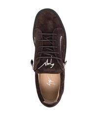 dunkelbraune Wildleder niedrige Sneakers von Giuseppe Zanotti