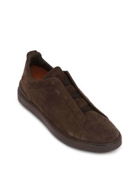 dunkelbraune Wildleder niedrige Sneakers von Zegna