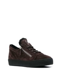 dunkelbraune Wildleder niedrige Sneakers von Giuseppe Zanotti