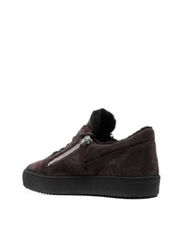 dunkelbraune Wildleder niedrige Sneakers von Giuseppe Zanotti