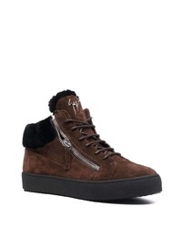 dunkelbraune Wildleder niedrige Sneakers von Giuseppe Zanotti