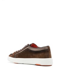 dunkelbraune Wildleder niedrige Sneakers von Santoni