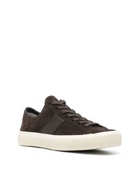 dunkelbraune Wildleder niedrige Sneakers von Tom Ford