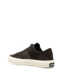 dunkelbraune Wildleder niedrige Sneakers von Tom Ford