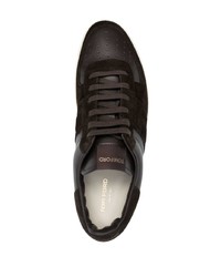 dunkelbraune Wildleder niedrige Sneakers von Tom Ford