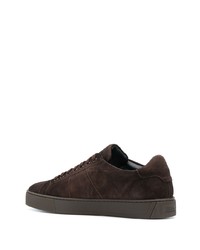 dunkelbraune Wildleder niedrige Sneakers von Santoni