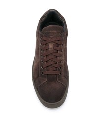 dunkelbraune Wildleder niedrige Sneakers von Santoni