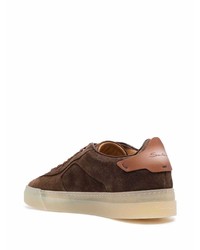 dunkelbraune Wildleder niedrige Sneakers von Santoni